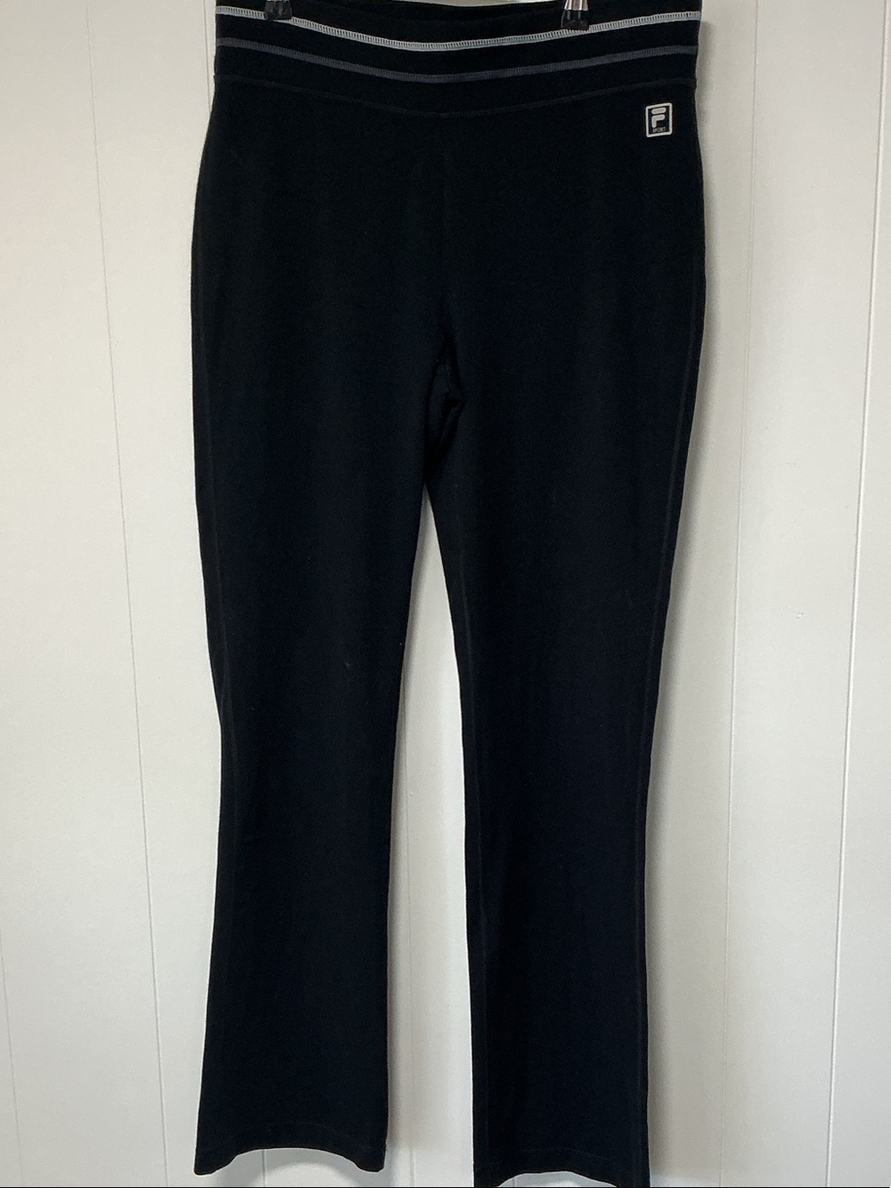 Fila Black Bootcut Athletic Pants with Subtle Stripe Waist
